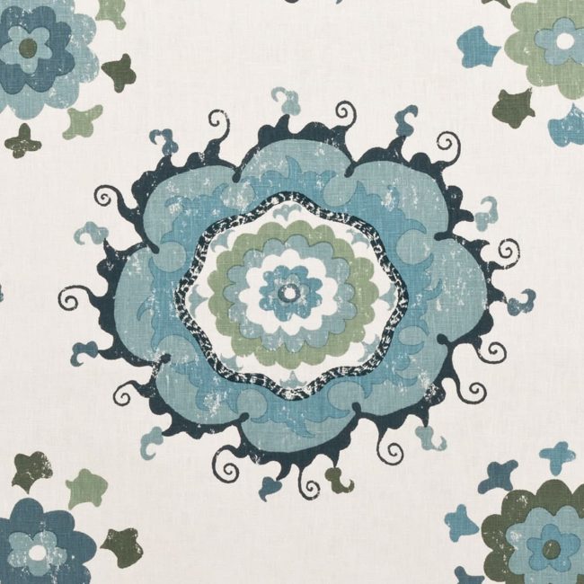 Sultan Suzanni Blue indoor fabric by Martyn Lawrence Bullard