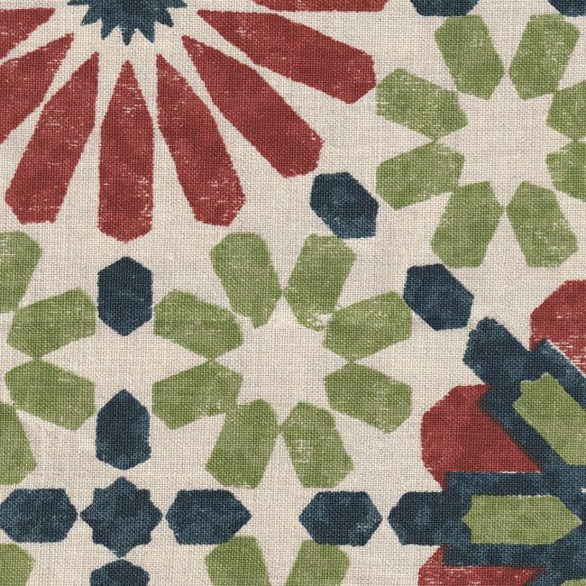 Marrakesh Original red green indoor fabric by Martyn Lawrence Bullard