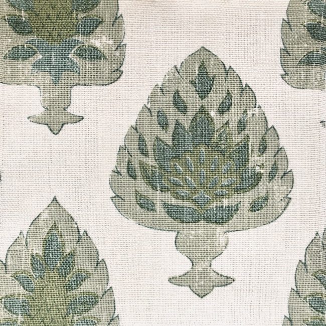 Asarem All Green 100% linen indoor fabric by Martyn Lawrence Bullard.