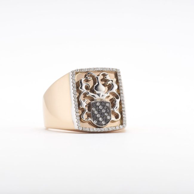 Ring, Chelsea Garnet/Diamond Signet Ring, Rose Gold